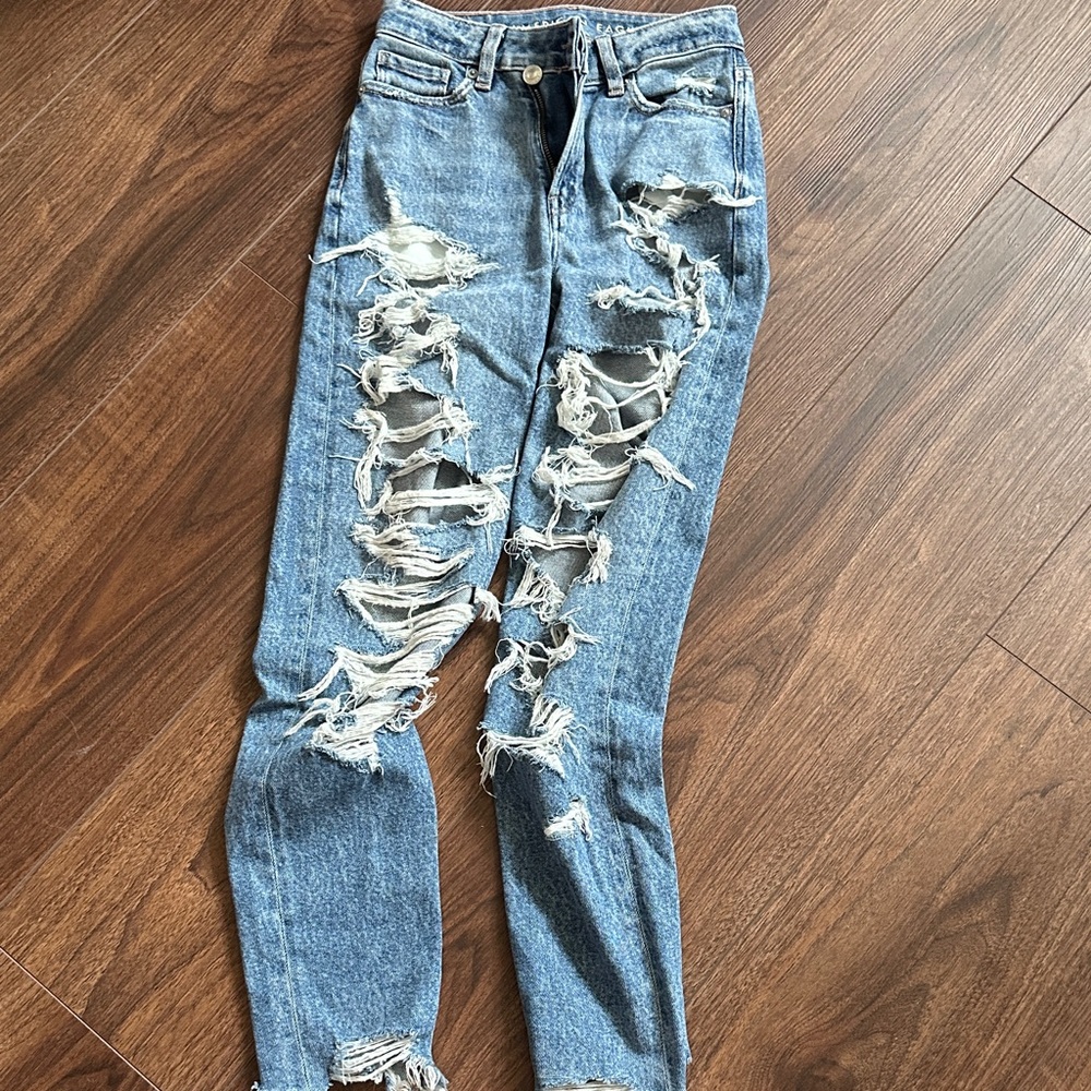 American Eagle Outfitters Ripped Blue Skinny Jeans